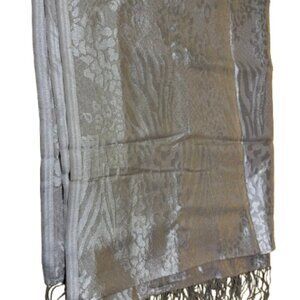 Chico's Shiny Silver Animal Print Wrap - Fringe